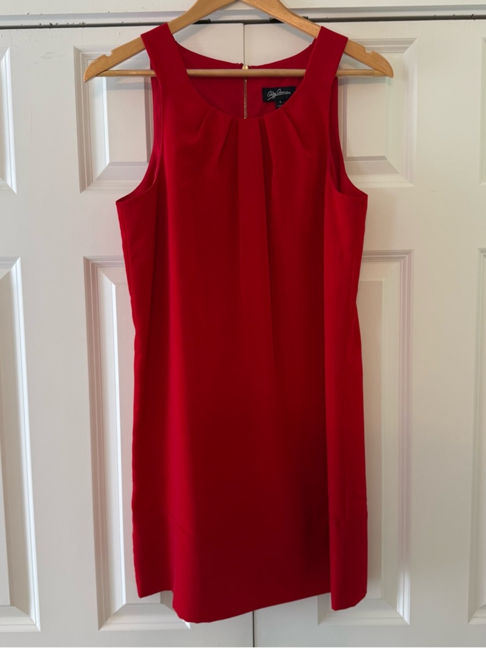 ⭐️ Oleg Cassini Red Pleated Neckline Dress